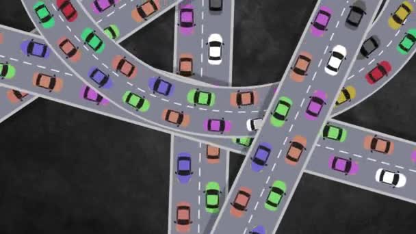 Top View on a Busy Intersection in Heavy Traffic — Stock Video