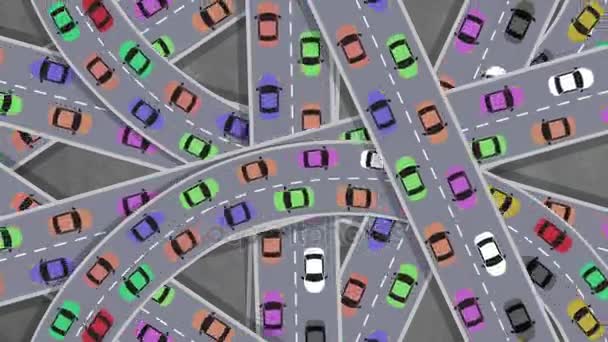 Voitures de bande dessinée dans le trafic lourd d'en haut 