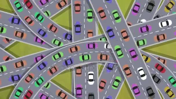 Intersection occupée d'en haut dans le style de bande dessinée — Video