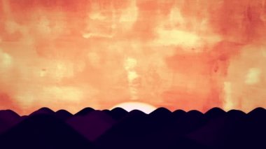 Çöl Dunes üzerinde gündoğumu, animasyon çizgi film