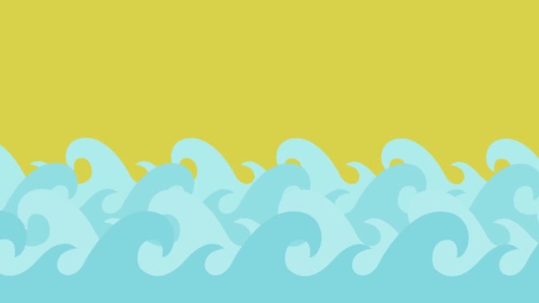Çizgi film vektör deniz dalgaları üzerinde bir yaz Sky — Stok video