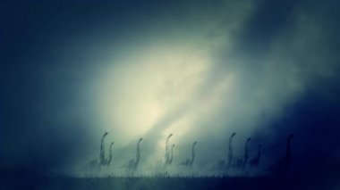 Dinozorlar sürüsü Rüzgar ve kum fırtınası ile geçirme