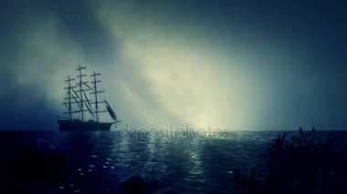 Yelken gemi kıyı yakın rıhtım