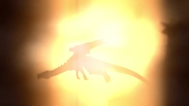 Dragon vliegen hoog in de lucht op een heldere zonnige achtergrond — Stockvideo