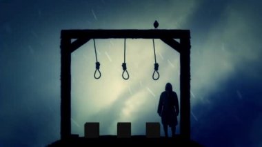 Darağacı yağmur altında ayakta Cellat