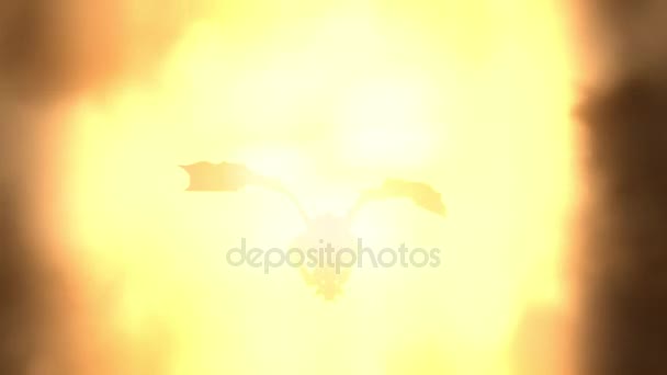 Dragon volant contre un soleil éclatant 