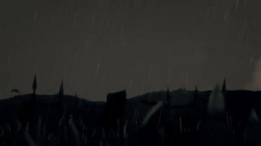 Fırtına altında savaşa yürüyen büyük Ortaçağ ordu