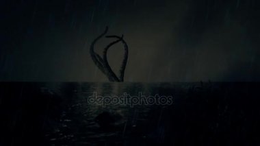 Efsanevi Kraken dev mürekkep balığı dokunaçları