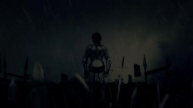 Joan of Arc ordusu altında bir fırtına ve yağmur