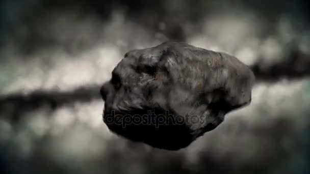 Asteroid Flying Fast Through a Gas Cloud in Outer Space — Stock Video