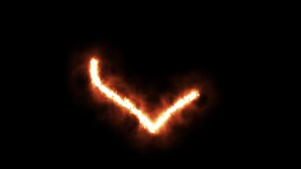 Symbol srdce osvětlení a hoření v plamenech — Stock video