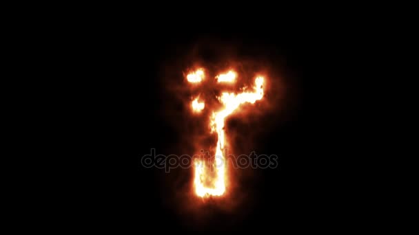 Brennendes Kreuz - Keltisches Kreuz brennt in Flammen — Stockvideo