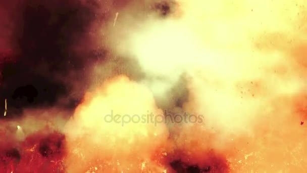Внутри вулканического извержения между пламенем, огнем и дымом — стоковое видео