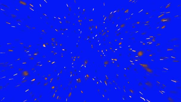 Golden Sparks volant loin de la caméra sur un fond d'écran bleu 