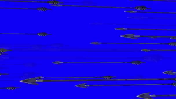 Quantità massiccia di frecce che volano su una schermata blu — Video Stock