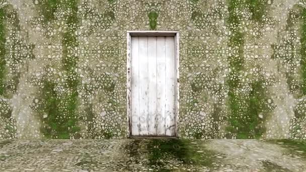 Старая дверь на фоне синего экрана — стоковое видео