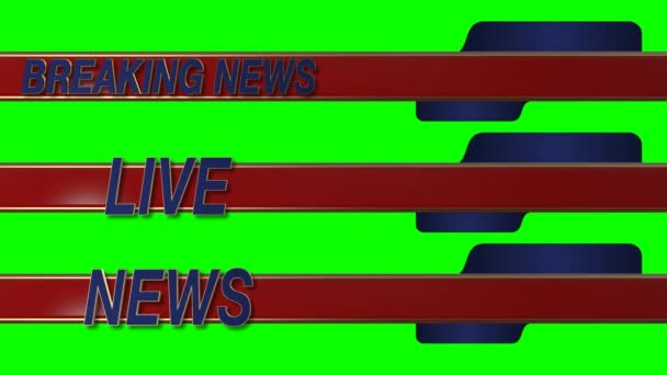 Aktuelle Nachrichten live im unteren Drittel auf einem grünen Bildschirm Hintergrund — Stockvideo
