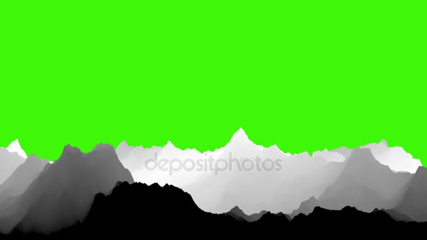 Montaña nevada en un fondo de pantalla verde — Vídeos de Stock