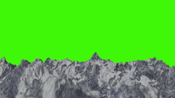 Yeşil ekran arka plan üzerinde kayalık dağ silsilesi — Stok video