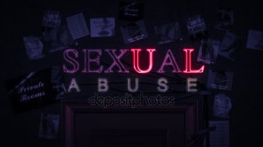 Cinsel istismar Neon işareti bir kapı açma ve kapatma