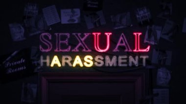 Cinsel taciz Neon işareti bir kapı açma ve kapatma