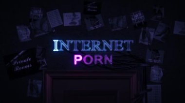 Internet porno Neon işareti bir kapı açma ve kapatma