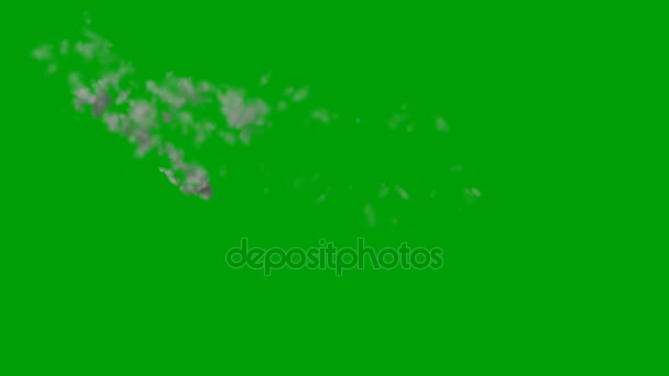 Vékony fehér füst nyom egy zöld képernyő kavargó