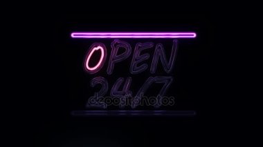 Açık 24/7 Neon tabela Retro tarzı açma