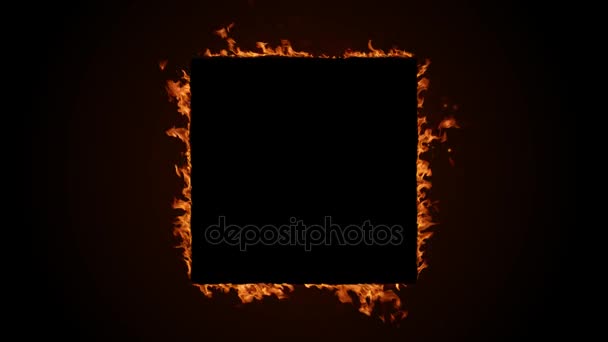 炎の中で正方形のフレームの書き込み — ストック動画