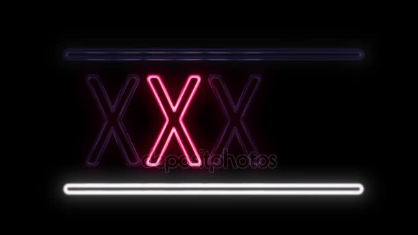 XXX and Arrow Neon Sign in Retro Style Turning On — Stock Video