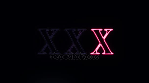 XXX Sign in Neon Style Turning On — Stock Video