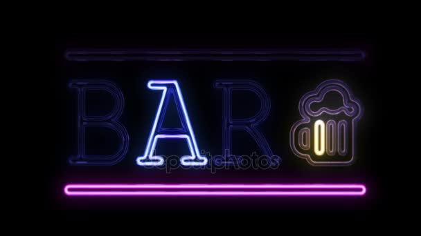 Bar Sign neonskylt i Retro stil att vrida på — Stockvideo