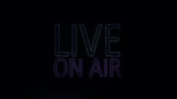 Live ON AIR Sign in Neon Style Turning — стоковое видео