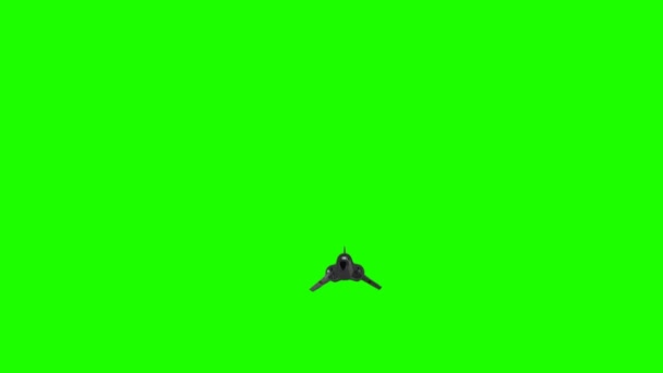 Animazione 3D di una navicella spaziale in diverse acrobazie e angoli su uno sfondo di schermo verde — Video Stock