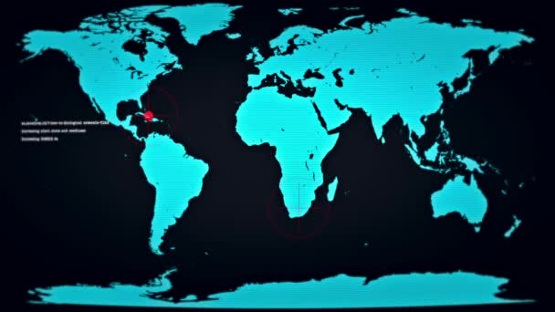 Fütüristik monitör zombi saldırı altında dünyaya göstermek — Stok video