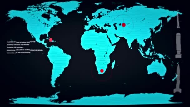 Welt, die von einem Monitor aus unter nuklearem Beschuss steht, leidet unter Pannen — Stockvideo