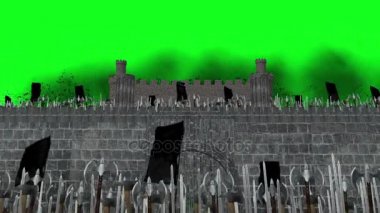 Ortaçağ ordu bir kalede yeşil bir ekran üzerinde Marching