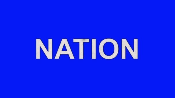 The Words Nation Burning in Flames to Ashes em um fundo de tela azul — Vídeo de Stock