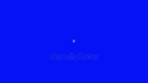 Gotas de água caindo de um ponto de vista em uma tela azul — Vídeo de Stock