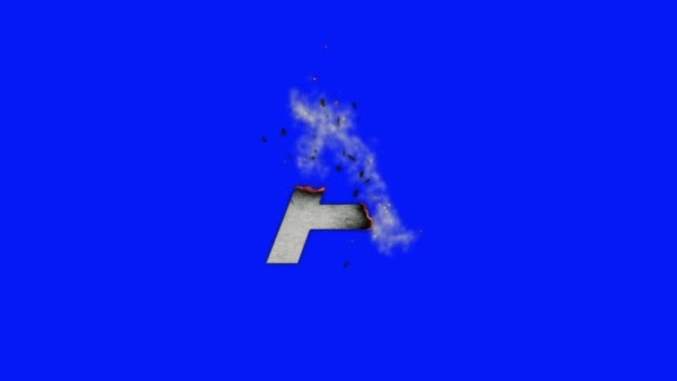 The Capital Letter A Burning To Ashes on a Blue Screen Background (engelsk). – stockvideo