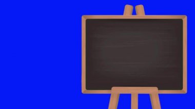 Kitaplar için bir kitap yığın ve bir mavi ekran arka plan bir tahtaya düşüyor