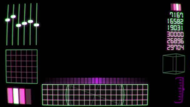 HUD futurista en estilo retro de los años 70 — Vídeo de stock