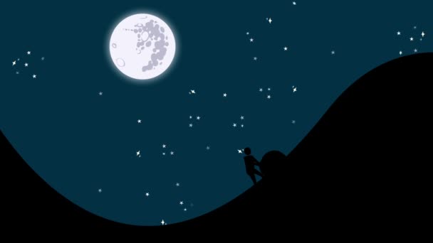 Der Mythos vom Sisyphus, der einen Felsen bergauf rollt — Stockvideo