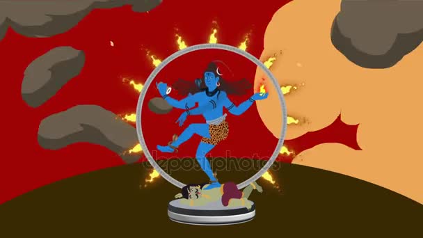 シヴァ Apasmara を粉砕し、Tava の宇宙ダンスを披露 — ストック動画