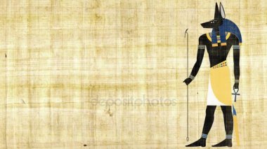Ölüm Anubis papirüs arka plan üzerinde Mısır tanrısı