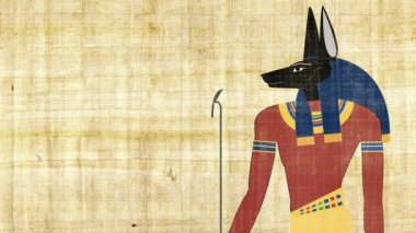 Ölüm Anubis papirüs arka plan üzerinde Mısır tanrısı