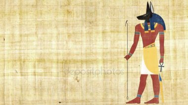 Papirüs arka plan üzerinde ölüm Anubis'in Mısır tanrısı