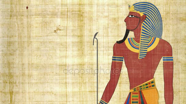Egyptian Pharaoh on a Papyrus Background — Stock Video