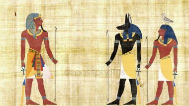 Mısır tanrıları Anubis ve Geb içinde açık Firavun
