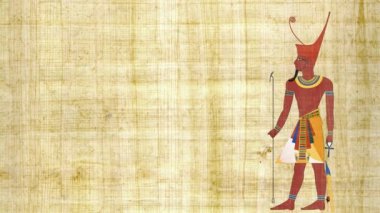 Papirüs arka plan üzerinde aşağı Mısır firavunu